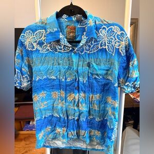Tropical Blue Floral Hawaiian Unisex Casual Shirt